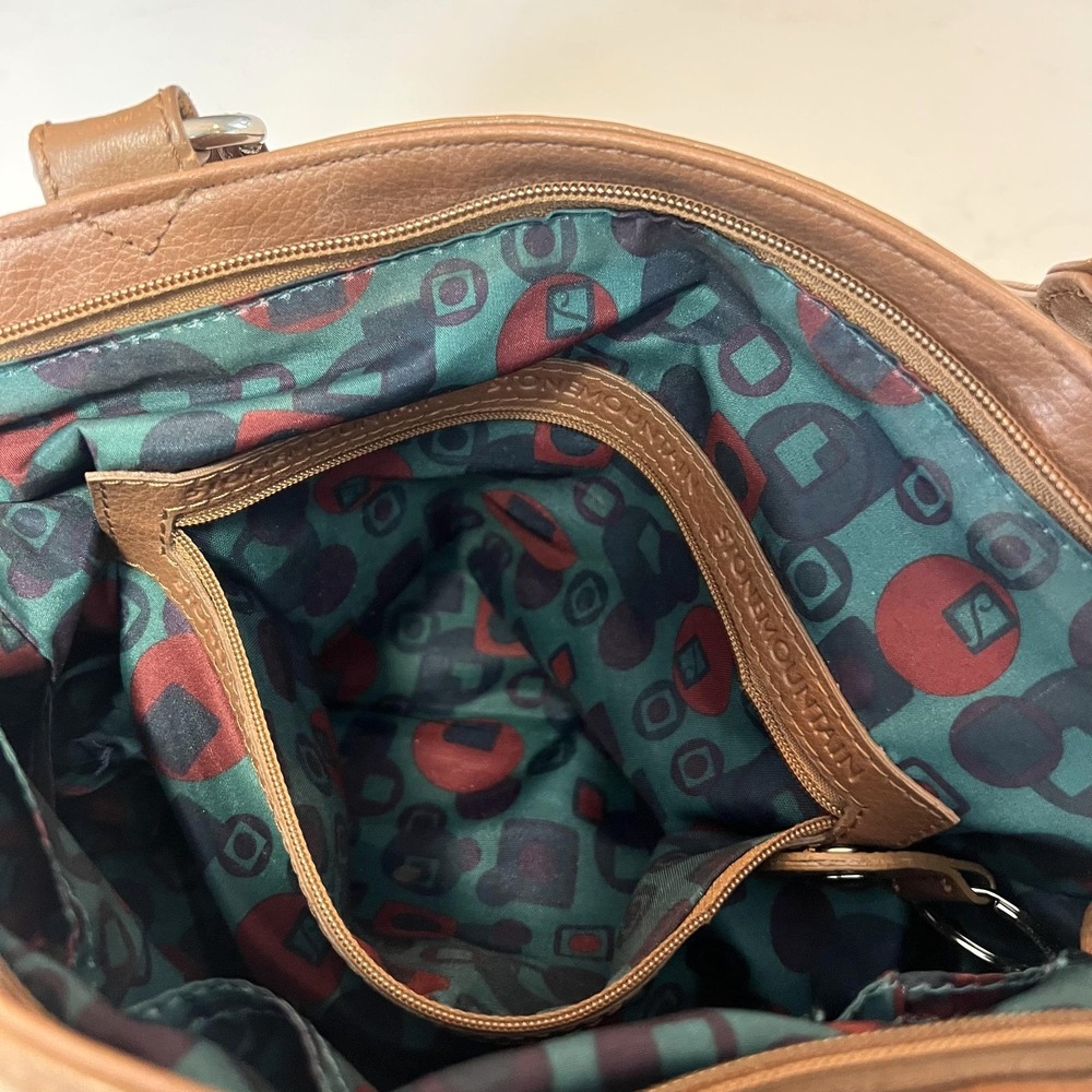 Stone Mountain Shoulder Bag Womens Medium Brown Leather Organizer Pockets Tote - Picture 15 of 16